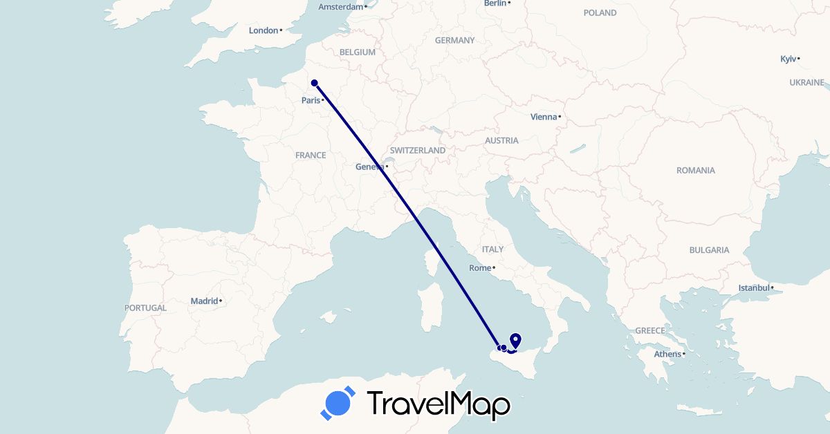 TravelMap itinerary: driving in France, Italy (Europe)